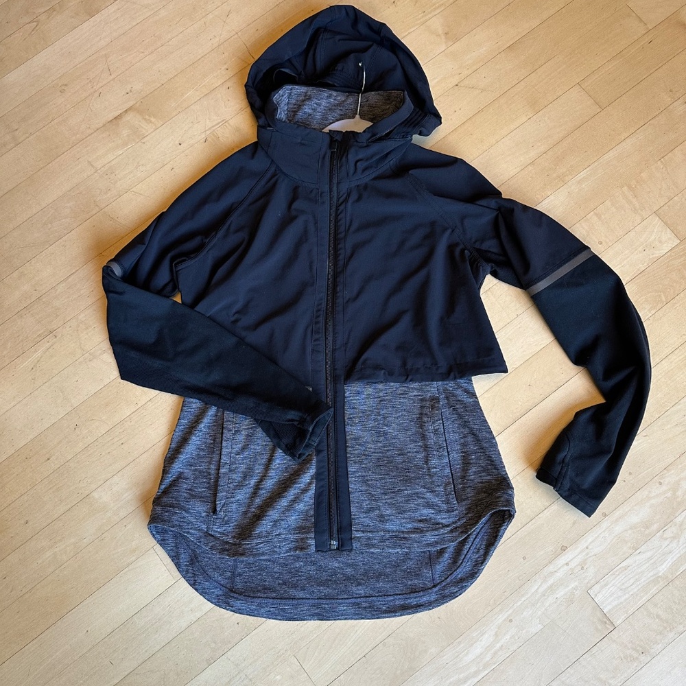 Athleta Black weathered knit with nylon overlay jacket, M - Picture 2 of 7